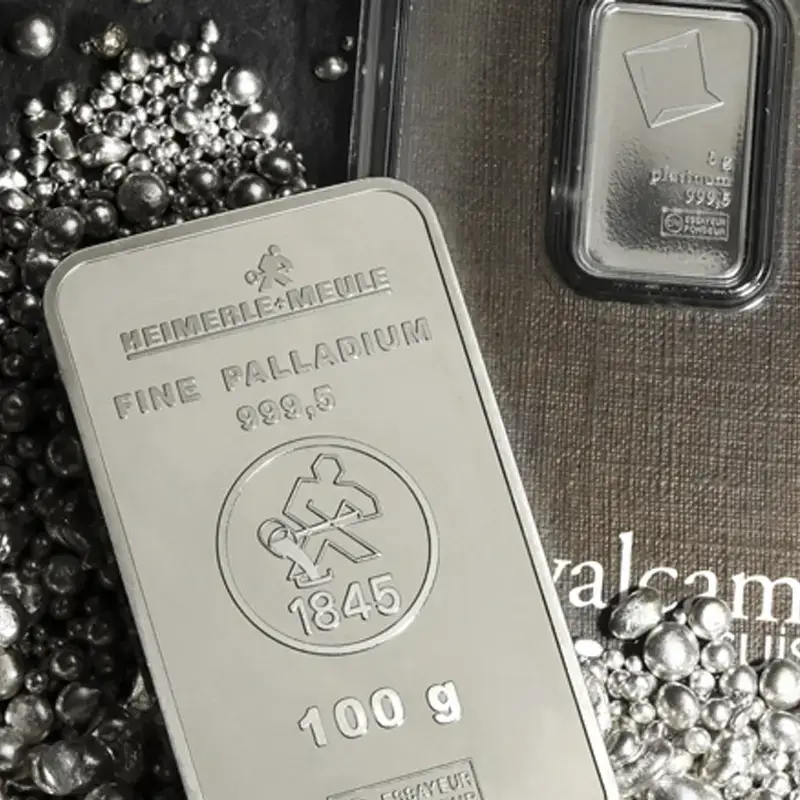 Edelmetallankauf mit Palladium- und Platinbarren sowie Edelmetallgranulat