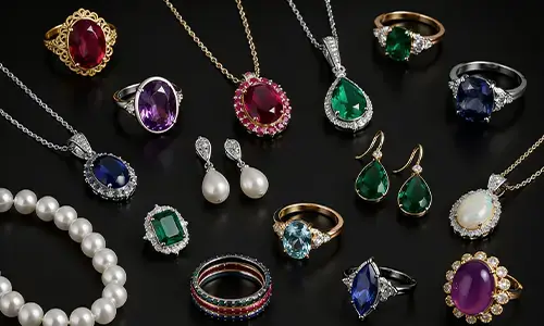 Edelsteinschmuck mit Ringen, Ketten und Anhängern zur professionellen Wertermittlung